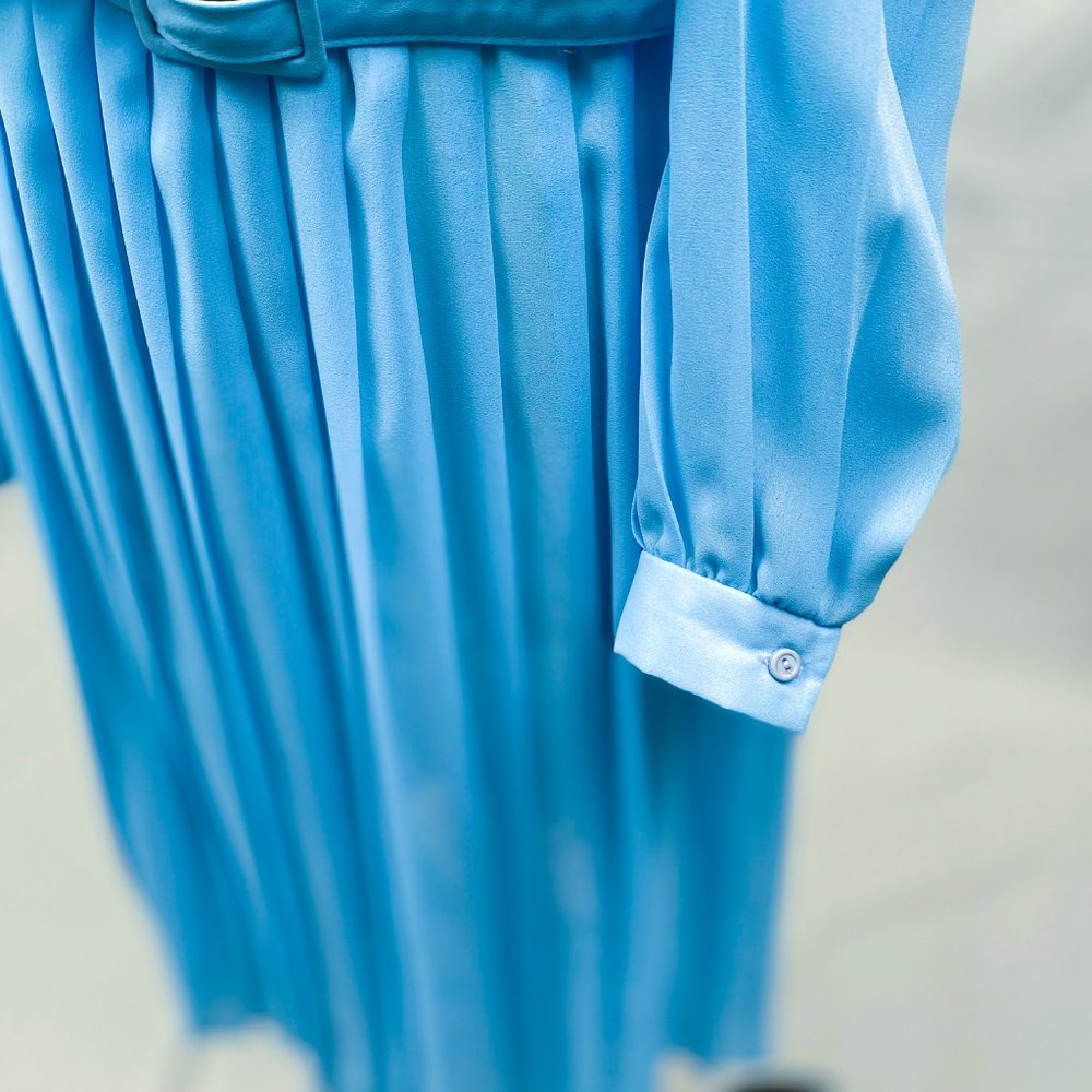 Vintage Semi Sheer Pleated Dress, Sz M/L - Picture 4 of 10